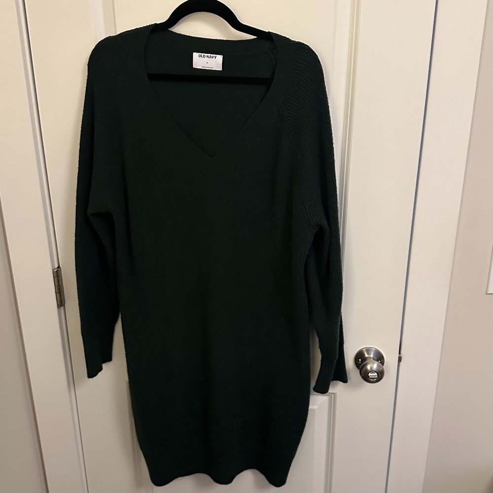 Old Navy SoSoft Cocoon Mini Sweater Dress, Hunter Green, XL